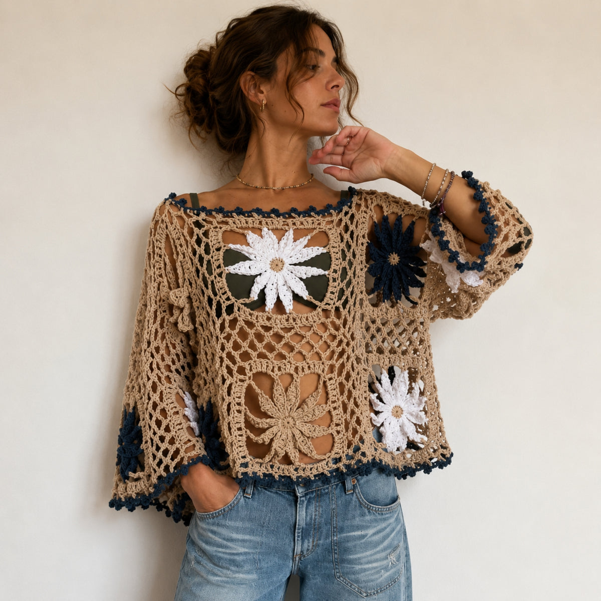Dahlia Flower Top | Feminine Crochet Pattern | S–L