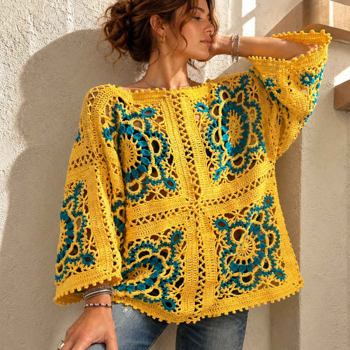 Granny Square Top | Relaxed Openwork Crochet Pattern PDF + Video