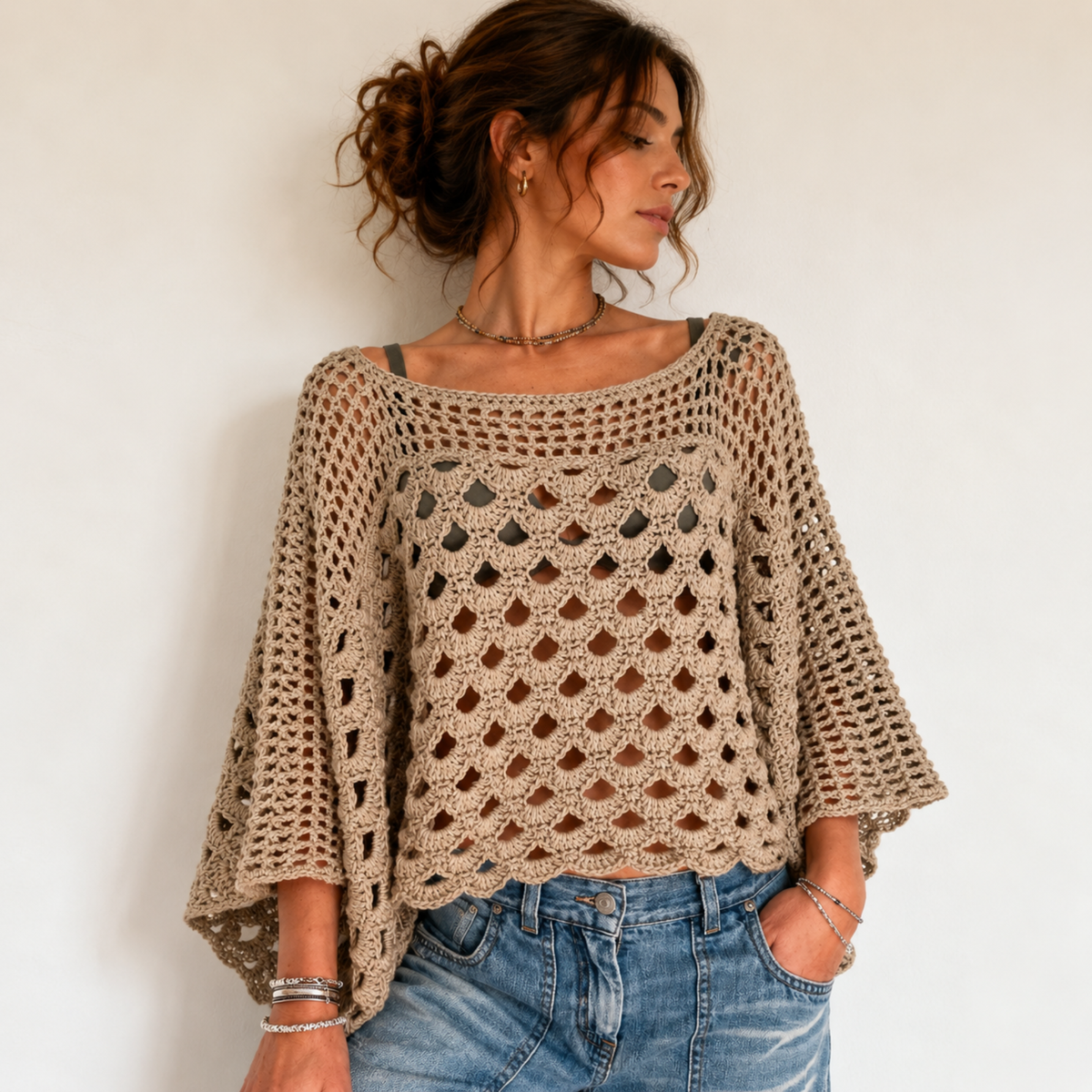 Openwork Crochet Top | Easy Lace Sweater PDF + Video | Adjustable Fit