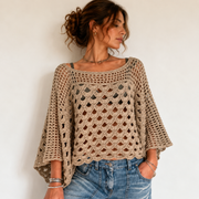 Openwork Crochet Top | Easy Lace Sweater PDF + Video | Adjustable Fit