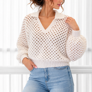 Polo Crochet Sweater | Easy Granny Stitch Pullover | XS–3XL