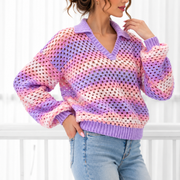 Polo Crochet Sweater | Easy Granny Stitch Pullover | XS–3XL