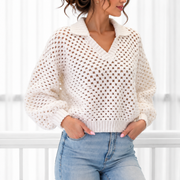 Polo Crochet Sweater | Easy Granny Stitch Pullover | XS–3XL