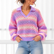 Polo Crochet Sweater | Easy Granny Stitch Pullover | XS–3XL