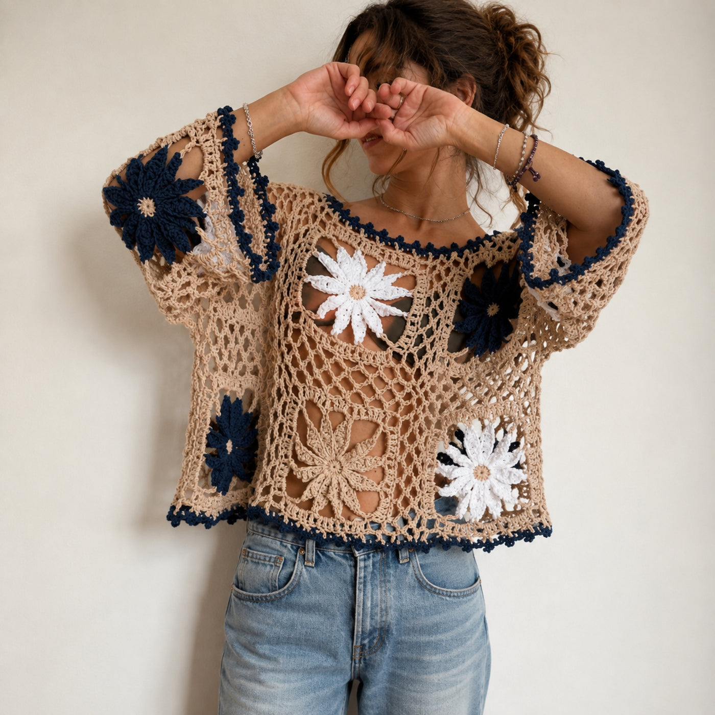 Dahlia Flower Top | Feminine Crochet Pattern | S–L
