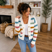 Striped Cardigan | Relaxed Button-Up Sweater PDF + Video | XS–5X