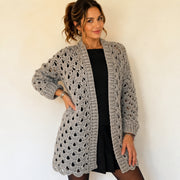 Lace Openwork Cardigan | Elegant Long Cardigan PDF + Video