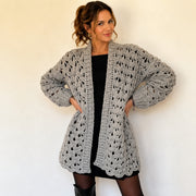 Lace Openwork Cardigan | Elegant Long Cardigan PDF + Video