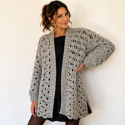 Lace Openwork Cardigan | Elegant Long Cardigan PDF + Video